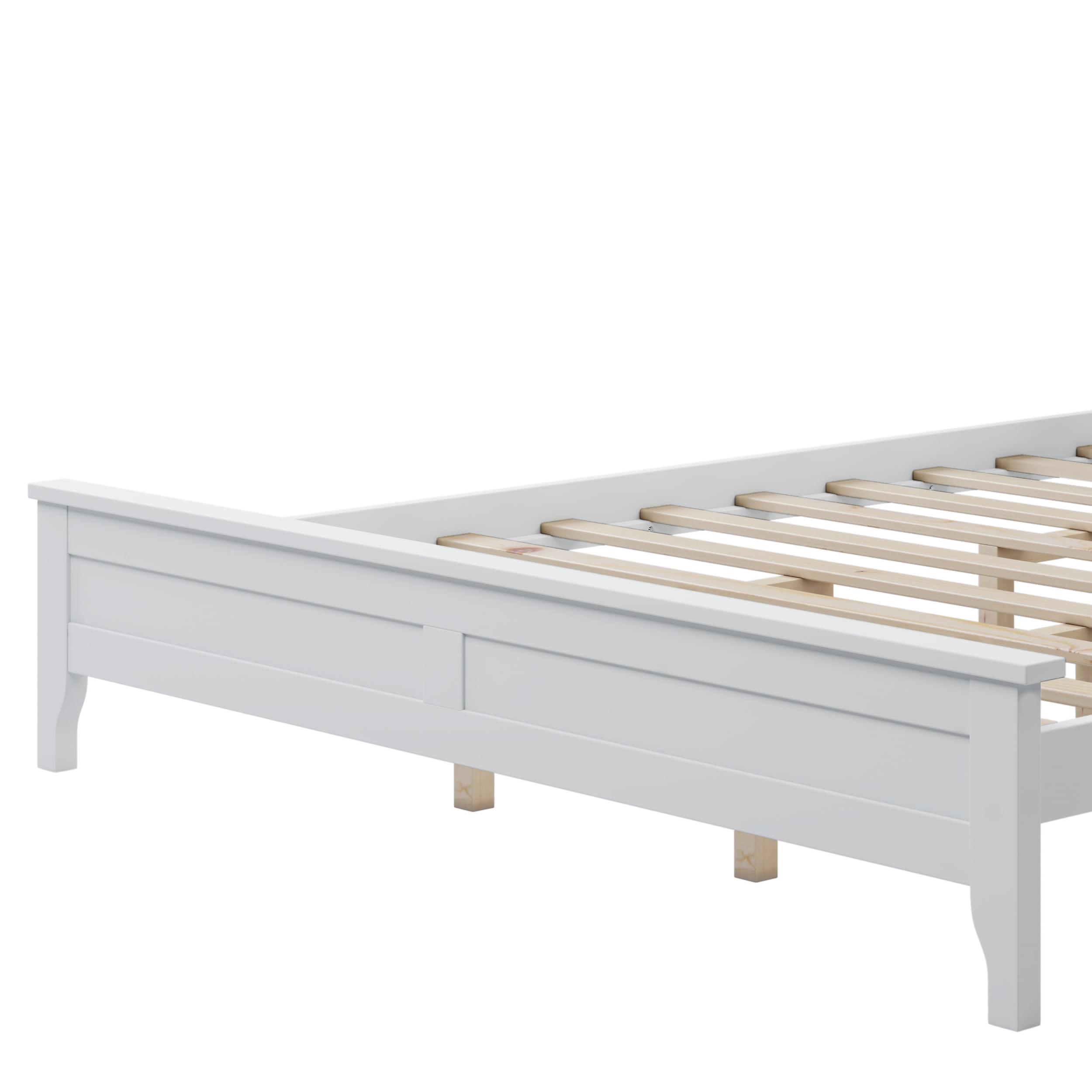 Aukfa Queen Bed Frame, Wood Platform Bed with Headboard - White