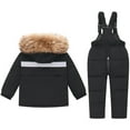 thumbnail image 3 of PMUYBHF 0-3 Months Baby Girl Clothes Winter Toddler Boys Snowsuit Girls Snow Pant and Jacket Bib Winter Kids Clothes Coat Set 100 Black, 3 of 3