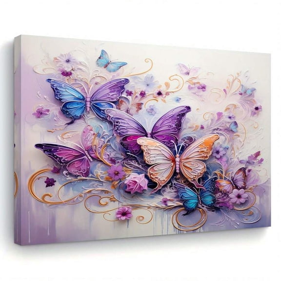Wooden Framed Charming Butterfly Canvas Wall Art - Perfect Gift For Any Occasion, Butterfly Decoration, For Home & Office Decor-Modern Painting Artwork For Home Office Kitchen Bedroom Living Room