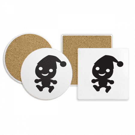 

Hat Happy Fear Halloween Coaster Cup Mug Holder Absorbent Stone Cork Base Set