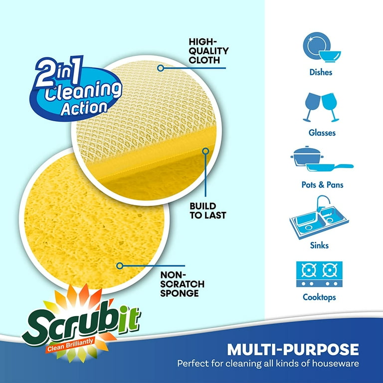 Washing Up Sponge, Double-Sided Kitchen And Bathroom Cleaning Pad, Non-Scratch Bowl Dish Dishcloth, Reusable Absorbent Sponge Dishwashing Cleaning Tool (5pcs