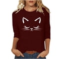 thumbnail image 2 of ALLLIST Women's Tops Holiday 3/4 Sleeve Crew Neck T-Shirts Red Fashion Graphic Shirts Clothing for Women, 2 of 4
