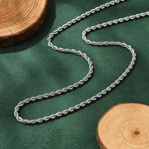 1pc Non-Tarnish 304 Stainless Steel Rope Chain Necklaces with Lobster Claw Clasps Stainless Steel color 17.7 inch(45cm) 2.3mm