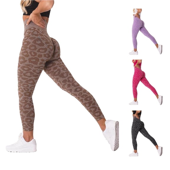 xfsWaSs High Waisted Leggings for Women Leopard Print Cropped Pants Ankle-Length Soft Workout Yoga Pants Running Fitness Gym Active Pants