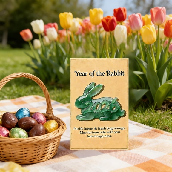 QuanTara 2026 Easter Bunny Pocket Card Gift, Gold Pocket-Sized Card 3.54x2.12in with Envelope, Small Greeting Card for Cash, Gift Cards, & Notes