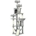 thumbnail image 1 of CoSoTower 76" Large Cat Tree for Indoor Cats with 8 Scratching Posts, 3 Plush Beds, 2 Hammocks, 2 Large Condos, Ramp, Light Grey, 1 of 7