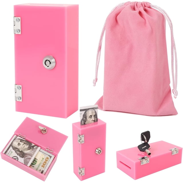 Extra Large Acrylic Box Winners Bank with Keys Slot Storage Waist Bag Portable Casino Cash Money Lock Box for Gamblers