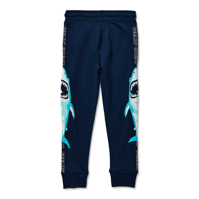 365 Kids From Garanimals Boys French Terry Shark Joggers, Sizes 4-10