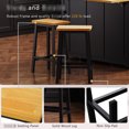 thumbnail image 3 of 2pcs Solid Wood Bar Chairs, 25.6" Tall With Footrest, Black For Wine Cellar Of 2 Stools Home, 3 of 4