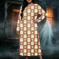 thumbnail image 4 of Kezqiaxn Women's Sleepwear Halloween Costumes Long Sleeve Loose Long Nightgown Crew Neck Lounge Dress Plus Size Womens Clothing Khaki D M, 4 of 8