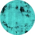 thumbnail image 1 of Ahgly Company Machine Washable Indoor Round Abstract Turquoise Blue Modern Area Rugs, 5' Round, 1 of 4