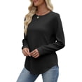 thumbnail image 6 of WIHOLL Sweatshirt for Women Crewneck Long Sleeve Shirts Curved Hem Lightweight Sweaters Fall Clothes, 6 of 10