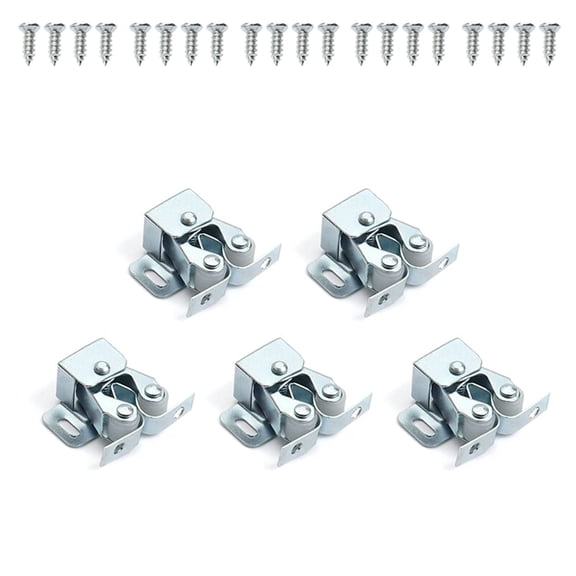 Set of 5 Multi Finish Double Roller Cupboard Cabinet Door Catches Strong Hold Catch with Screws Closet Catches