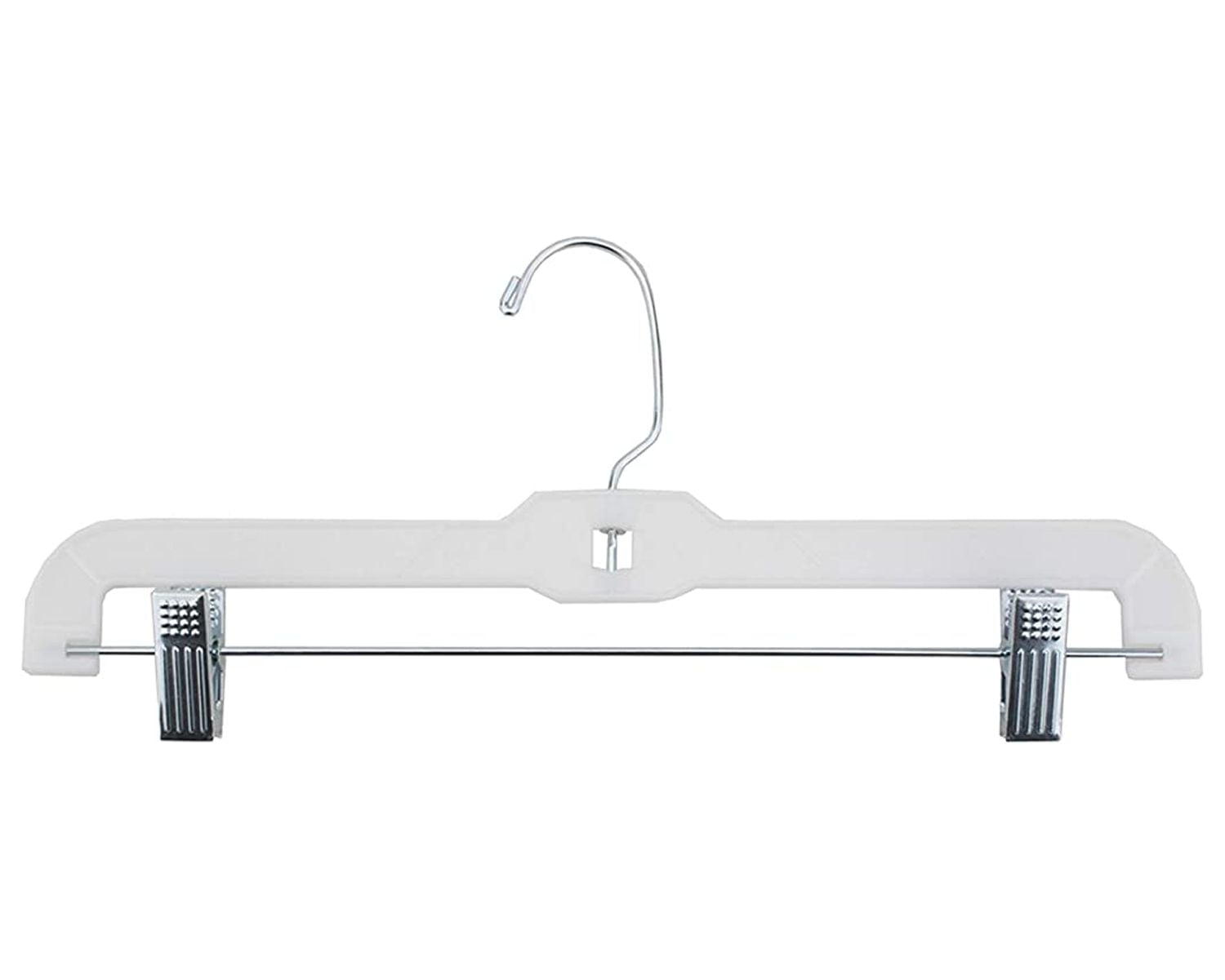 NAHANCO #1600RCLHHU 14" White Heavy Weight Plastic Skirt/Pant Hangers with Chrome Clips (Pack of 25)