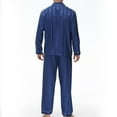 thumbnail image 4 of PNTUTB Men's Solid Color Lapel Button Loungewear Long Sleeve Stripes Top with Pockets and Pants Casual Pajama Set, 4 of 6