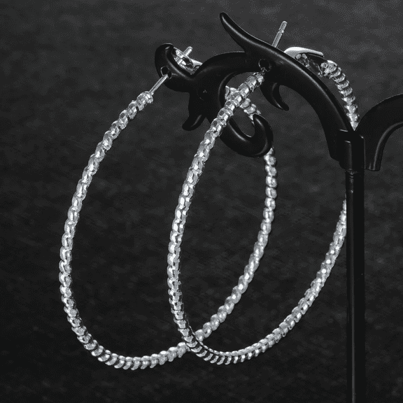 Silver Spiral Hoop Fashion Earrings for Women Earrings, Stainless Steel, (Includes Jewelry Pouch)