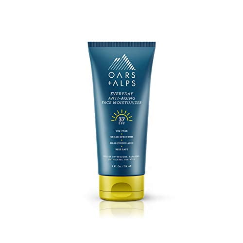 Oars + Alps Everyday Anti Aging Face Moisturizer, Includes Hyaluronic Acid, Vitamin E and Vitamin B5, Oil Free, SPF 37, 2 Oz