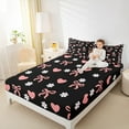 thumbnail image 4 of Manfei Girly Pink Bowknot Bed Sheets for Girls, Kawaii Love Heart King Sheets, Cherry Blossoms Sheet Set, Luxury Bedroom Decor, 4 Pieces, 4 of 7