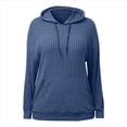 thumbnail image 3 of Sudadera con Capucha de Punto Acanalado para Mujer, Sudaderas Extragrandes con Bolsillo Tipo Canguro, Tops Casuales Holgados con Cordón Azul S, 3 of 7