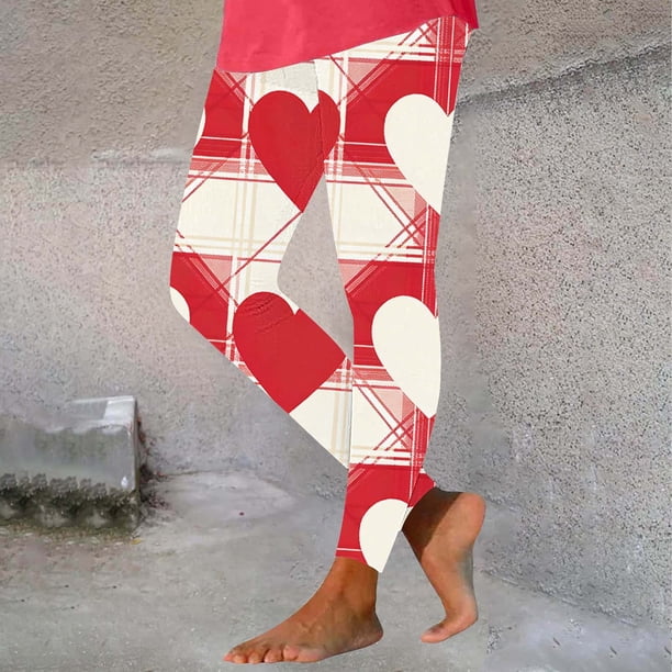 TaTaai Women's Valentine Print Casual Yoga Leggings, Valentine's Day Gift, Daily Home Activewear Leggings Gift