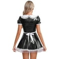 thumbnail image 3 of IEFIEL Womens French Maid Uniform Halloween Cosplay Costume Patent Leather Doll Collar A-line Dress Black 3XL, 3 of 7