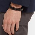 thumbnail image 4 of BR Elegante pulsera de color café con piel de vaca con vena de serpiente y hebilla de acero inoxidable para hombre, 4 of 5