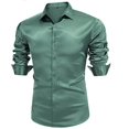 thumbnail image 2 of Men's Luxury Shiny Silk Like Satin Button Up Dress Shirts, 2 of 4