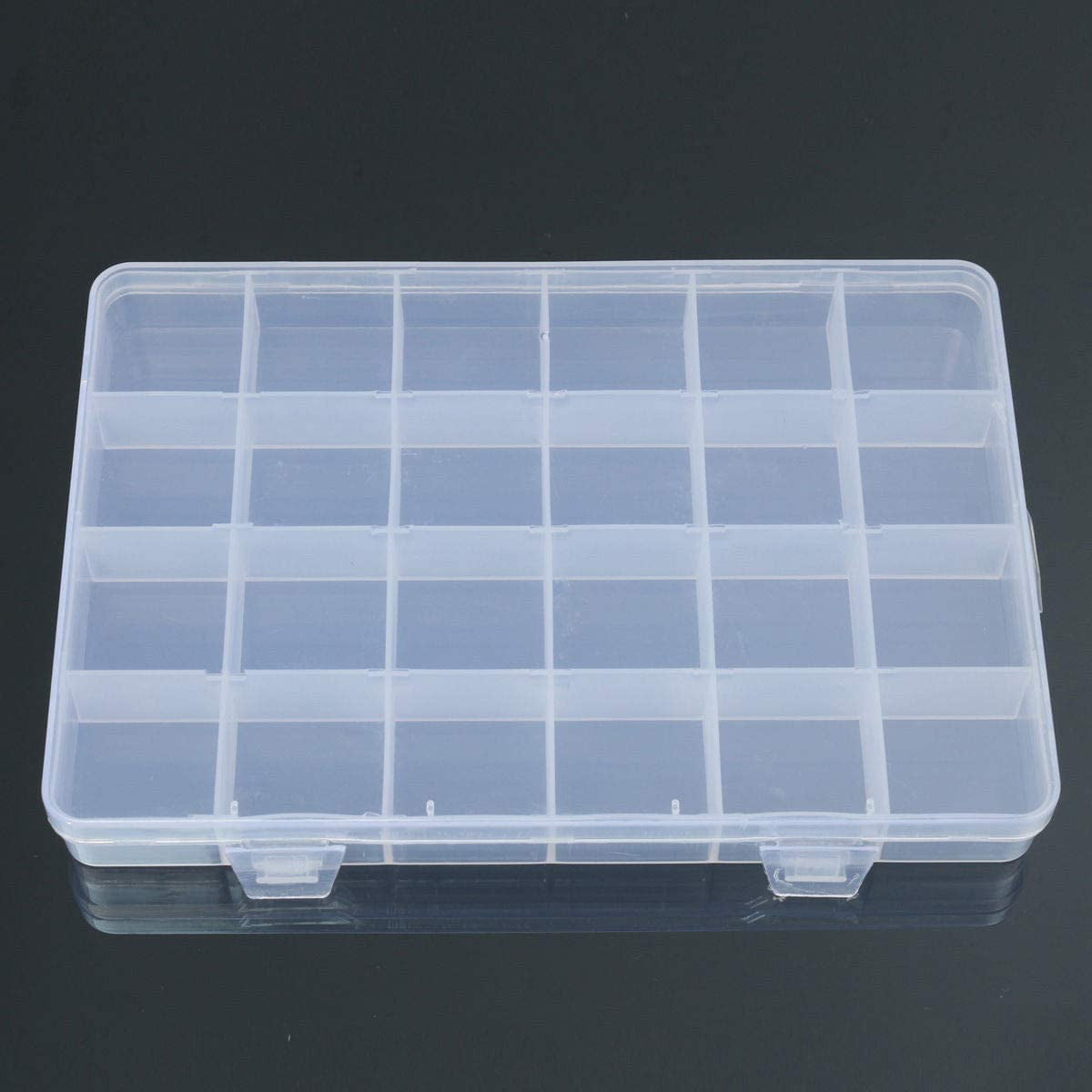 24 Compartments Plastic Case Box Jewelry Bead Storage Organizer Container Craft 