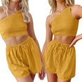 thumbnail image 3 of Conjunto de dos piezas de verano para mujer con pantalones cortos y tops sin mangas (amarillo XL) FLhrweasw Para estrenar, 3 of 7