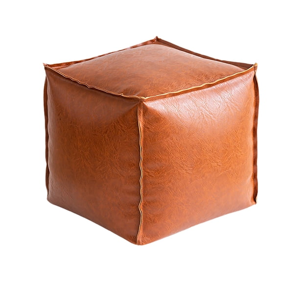 Bwiyojiz Storage & Organization 15.74x15.74" Trunks Bag Faux Leather Poofy Ottoman Footstool Moroccan Unstuffed Pouf Cover Foot for Floor Cushion Footrest No Filler, Gifts for Her