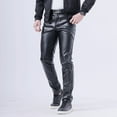 thumbnail image 4 of Casual Mens Fashion Long Pants Synthetic PU Leather Nightclub Slim Trousers, 4 of 7