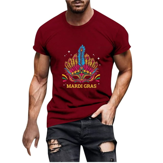 Camisa de Manga Larga Del Cuello Redondo Del Verano Del Carnaval Impresa de los Hombres, Suéter de Moda de Poliéster para el Uso Casual, Diario Y de Invierno