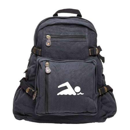 Swimming Swimmer Silhouette Army Sport Heavyweight Canvas Backpack