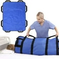 thumbnail image 2 of Multipurpose 48" x 40" Positioning Bed Pad with Reinforced Handles - Reusable & Washable Transfer Sheet for Turning, Lifting & Repositioning - Double-Sided Nylon Fabric, Blue, 2 of 5
