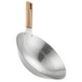 thumbnail image 2 of Cooking Wok Frying Pan Stainless Steel Wok Traditional Wok with Wooden Handle, 2 of 11