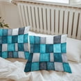 thumbnail image 5 of Turquoise Blue Outdoor Pillow Covers Pack of 2 Vintage Ombre Grey Geometric Street Art Waterproof Throw Pillow Covers Decorative Cushion Cases for Patio Garden Tent Balcony Couch 20x20 inch, 5 of 8