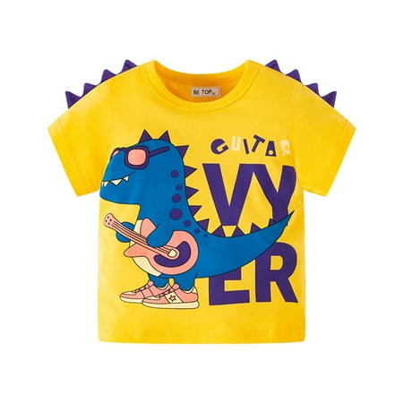 

Bullpiano Toddler Boys Short Sleeve T Shirts Blouse Kids Casual Cartoon Printed Tops 2-8T
