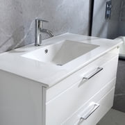 Wonline 36 inch White Bathroom Vanity with Sink Set Wall Mounted Vanity with Ceramic Top and Faucet, Glossy Surface