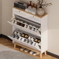 thumbnail image 3 of GOMYHOME Modern Shoe Cabinet with Flip-Up Doors & Drawers, White MDF, Compact Entryway, 3 of 7