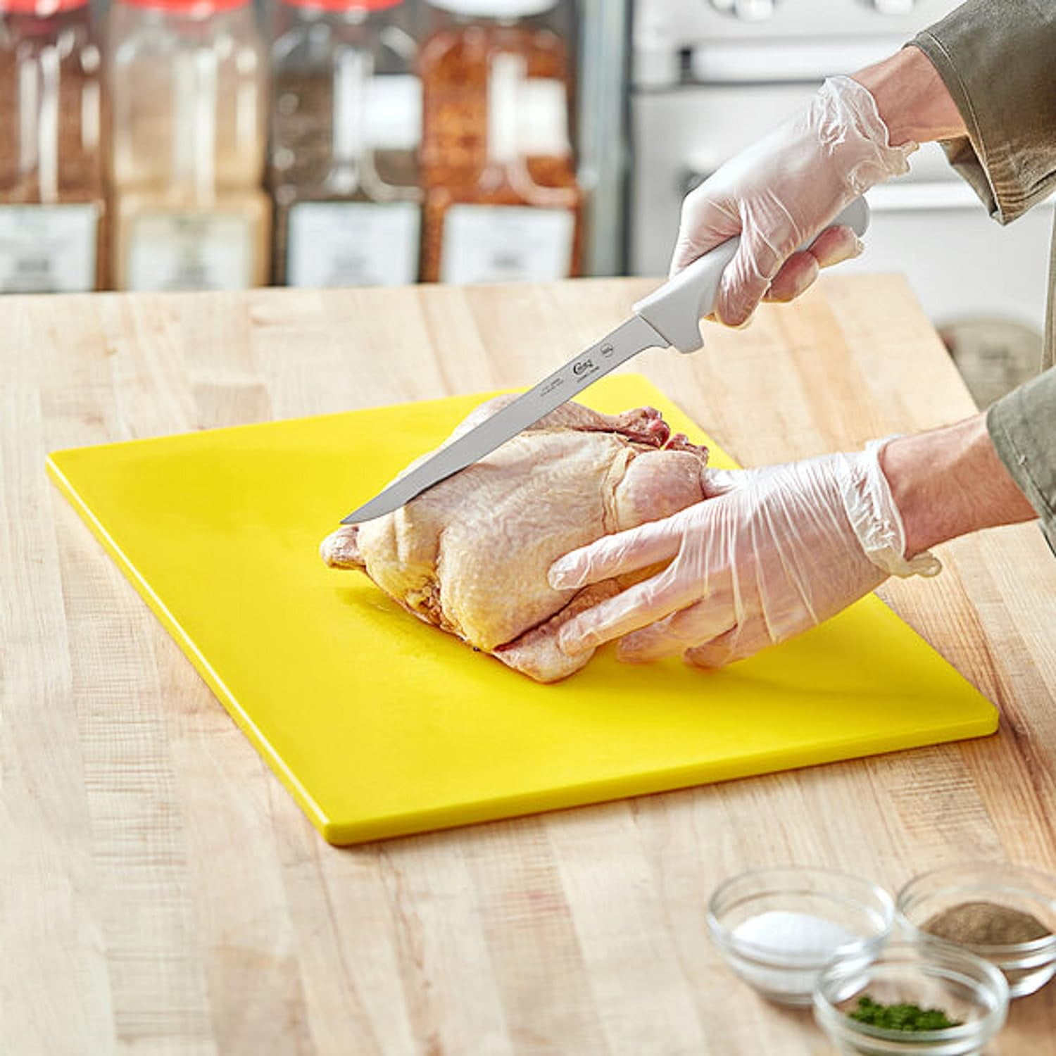 TrueCraftware- 20" X 15" X 1/2” Plastic Cutting Board for Kitchen Yellow Color- Plastic Commercial Chopping Board Anti Slip Surface Chopping Food Cutting Mat for Meat Vegetables