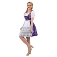 thumbnail image 6 of Dirndl Trachten Haus 3 Piece Short German Oktoberfest Dirndl Cotton Dress for Womens and Girls - Purple, 6 of 11