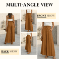 thumbnail image 4 of SOMER Pants for Women Flowy Dressy Casual Elastic High Waist Wide Leg Palazzo Pants with Pocket Dark YellowSummer, 4 of 10