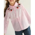 thumbnail image 4 of Fdqin Girls Western Shirt Floral Embroidered Cowgirl Shirts for Girls Long Sleeve Collared Retro Cowgirl Costume Cute Casual Blouses Pink 11-12 Years, 4 of 6