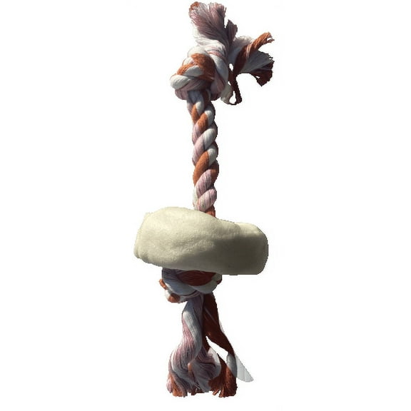 Pet Friendly Two Knot Dog Rope Toy and Rawhide Donut (USA Product)