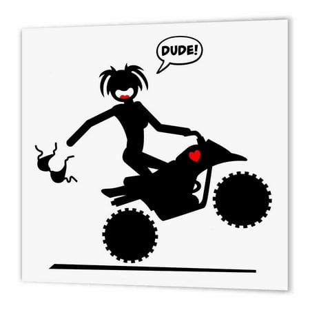 3dRose wardrobe malfunction image of a stickgirl riding a wheelie on a quad and loosing her top , Iron On Heat Transfer, 10 by 10-inch, For White (The Best Wardrobe Malfunctions Ever)