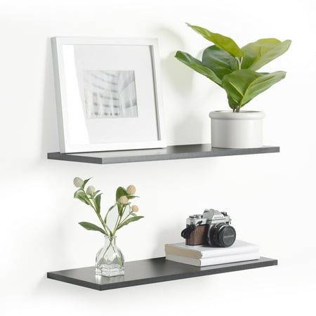 Delta Cycle Slim Floating Wall Shelves  Set of 2  24’ x 8’ x .5’  Black