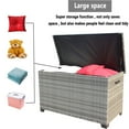 thumbnail image 3 of Gzxs 148 Gallon Wicker Storage Box with Waterproof Liner, Patio PE Rattan Storage Container for Outside, Deck Box with Hinged Lid for Cushions, Pillows, Towels, Gray, 3 of 9