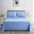 thumbnail image 4 of Marina Decoration Ultra Soft Silky Deep Pocket Solid Rayon from Bamboo Bedding All Season Sheet Set, Blue Color, 4 of 7