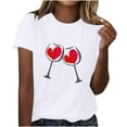 thumbnail image 1 of Diufon Hauts de la Saint-Valentin pour Femmes Décontracté Manches Courtes Col Rond Chandail Chemise Imprimé Graphique Mignon Tendance, 1 of 5