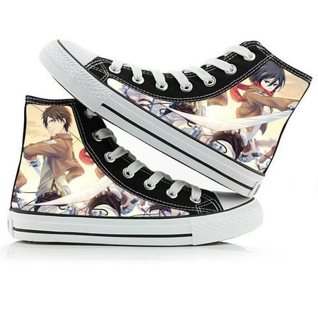 

Anime Skateboard Shoes Attack on Titan Canvas Shoes High-top Casual Shoes Eren Jager/Mikasa Ackerman Pattern Sneakers for Boys Teens Men